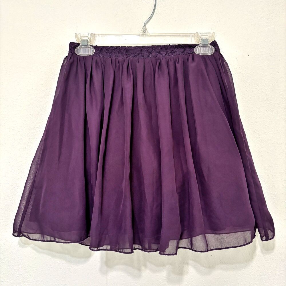 Juniors Purple Fairy Grunge Whimsigoth Chiffon Mini Skirt Size 1 Sheer Layered